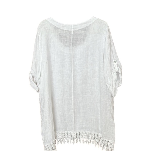 Lungo L'Arno White Peasant Boho Tunic Top with Lace Hem 2X - Picture 5 of 5